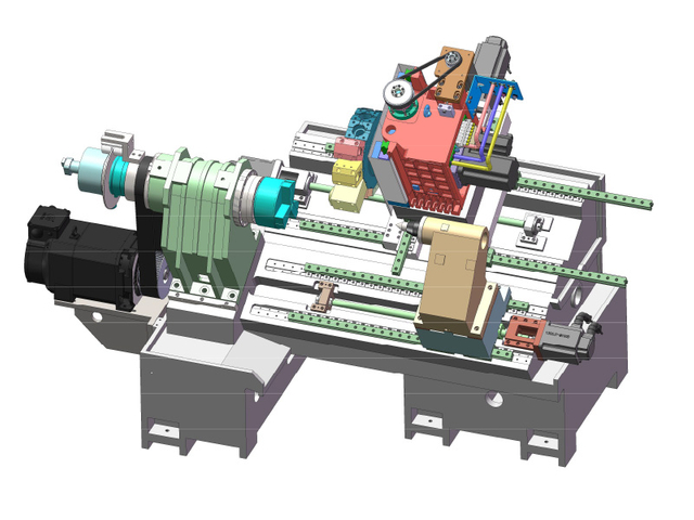 HTB50Y Slant bed CNC lathe with lifting power turret and electric spindle 